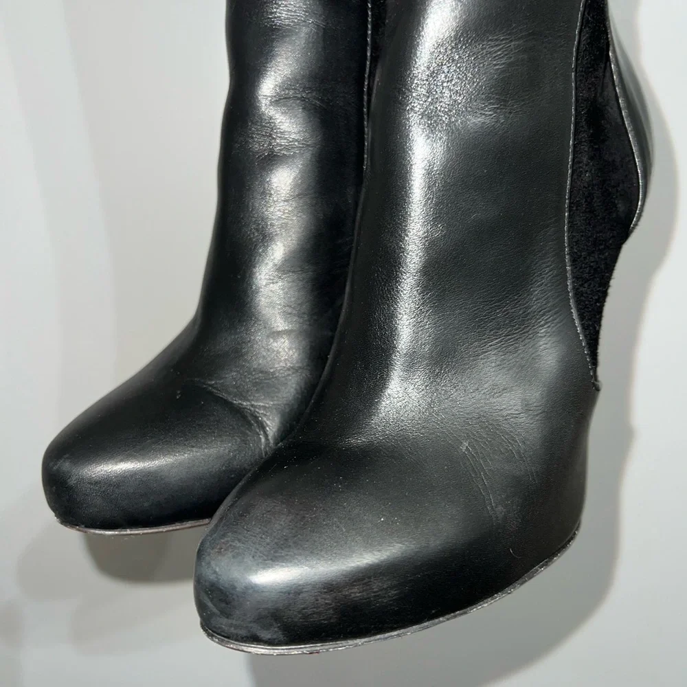 Christian Louboutin black leather and suede knee high boots - Picture 10 of 15